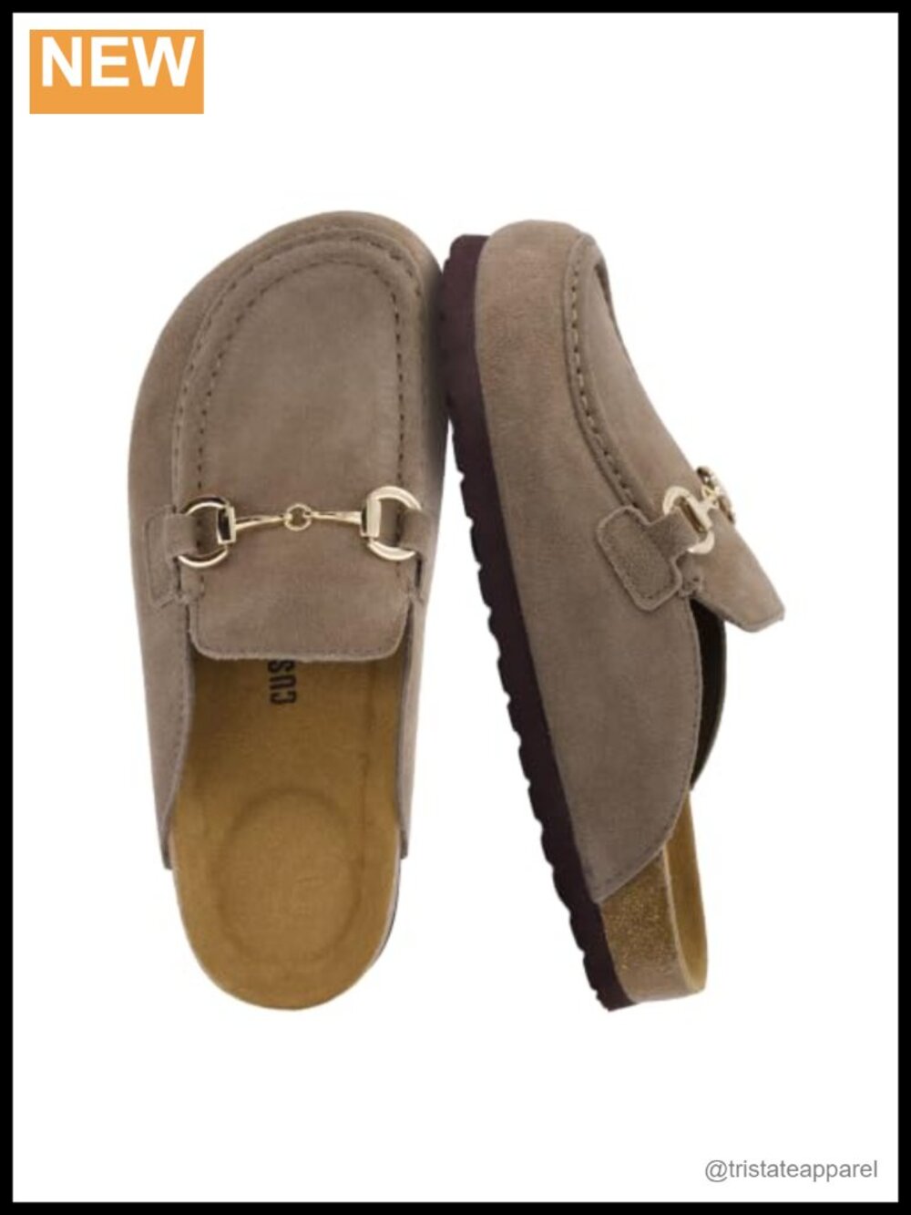 Suede Clog Mules for Women Slip-On Horsebit Cork Footbed Casual